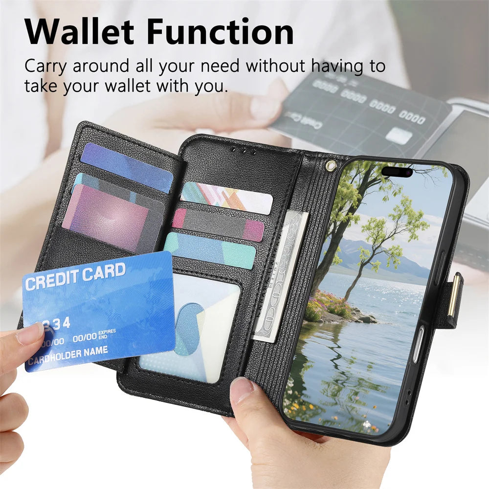 Wrist Strap Wallet Card Slot Phone Case For Samsung Galaxy S25 Edge S26 Ultra S24 FE A57 A37 A06 A16 A26 A56 A36 A55 A35 A25 A15