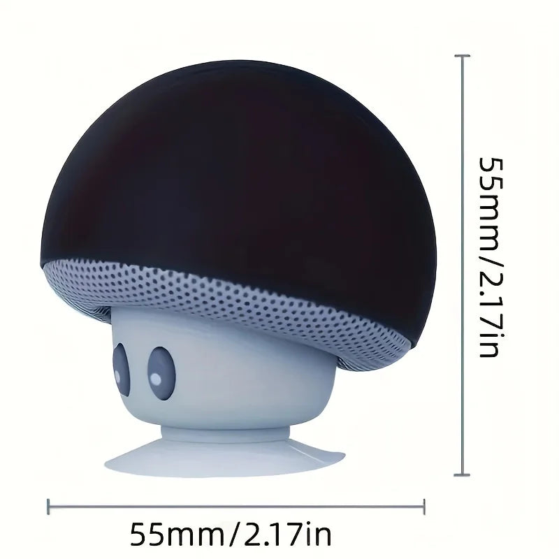Cute Mushroom Wireless Speaker, Mini Cartoon Bluetooth Speaker with Suction Cup & Phone Stand, Shockproof