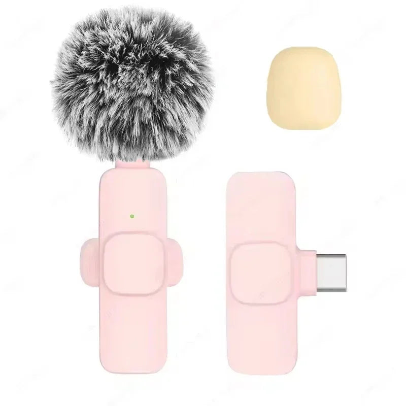2.4G Wireless Lavalier Microphone Portable Audio Video Recording Mini Mic for iPhone Android Live Broadcast Gaming Phone