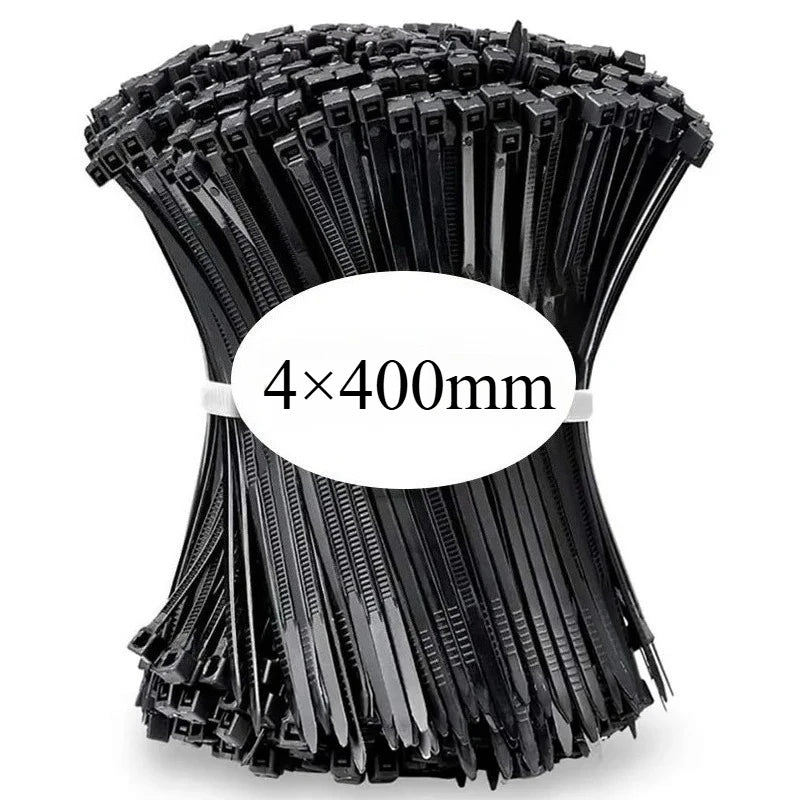 100 PCS Self-locking Plastic Nylon Tie Black Fastening Strap Cable-Tie-Set Cable Zip Tie Fastening Ring Zip Wraps Strap Tie
