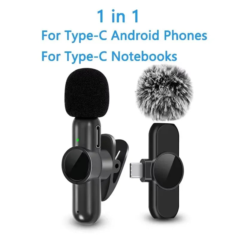Wireless Lavalier Microphone for iPhone iPad Wireless Mic for Recording, Live Stream YouTube Facebook Noise Reduction Auto-Sync