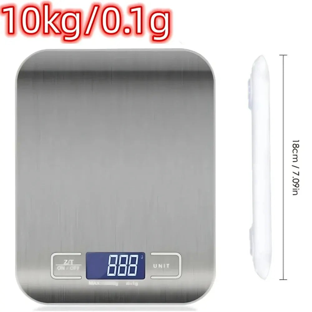 Digital Kitchen Scale 10/5kg-1g LED Display Stainless Steel Panel Electronic Scales for Home Food Snacks Weighing Baking Tools