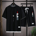 2026 Summer Men's Casual Short-Sleeved T-Shirt Set, fashionable outdoor outfit, two-piece set.