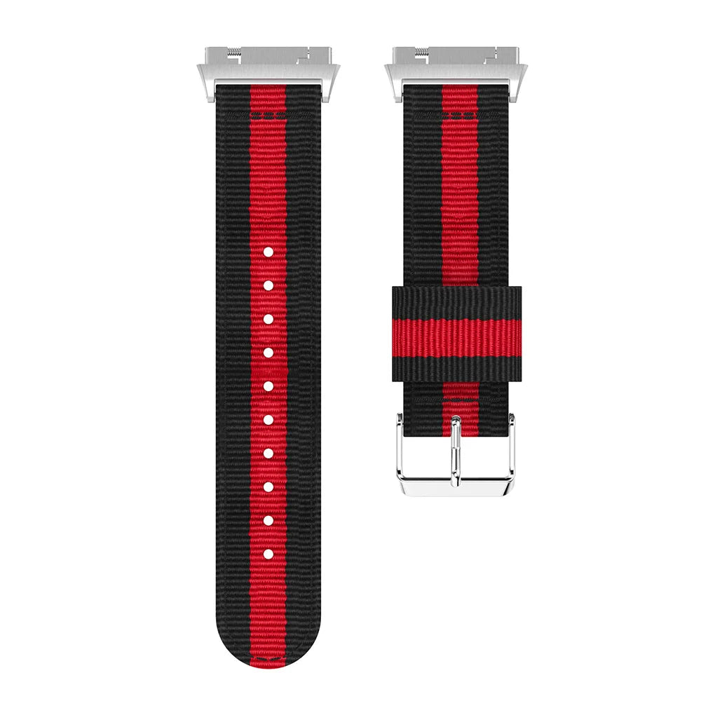Vertical Stripes Nylon Sport Watchband for Fitbit Ionic, Width: 22mm - Black/Red