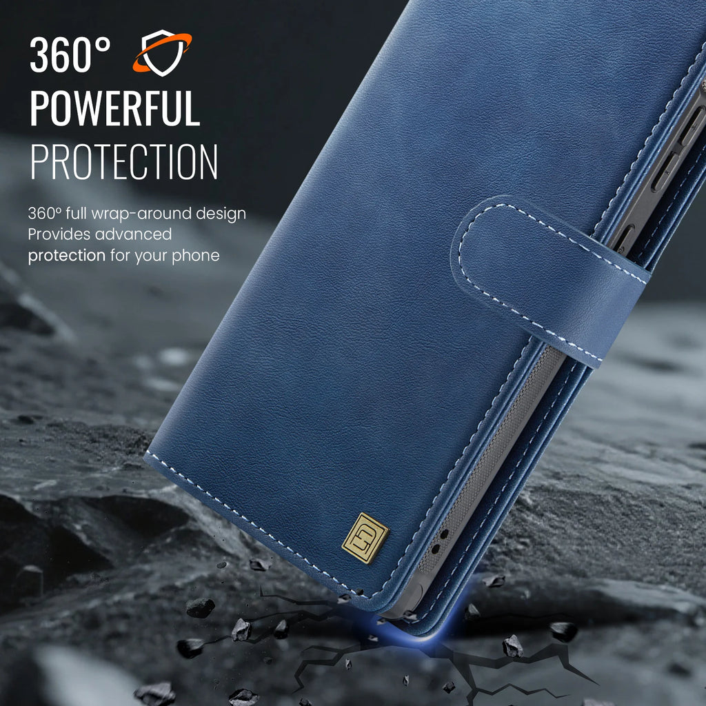 Premium Wallet Card Leather Phone Case For Samsung Galaxy S25 S24 Ultra S25Plus S25Edge 2-in-1 Detachable Magnetic Flip Cover