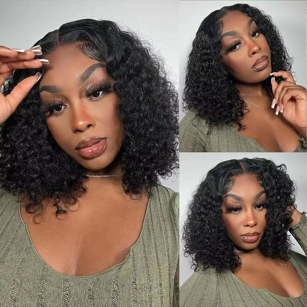 Brazilian Deep Wave 250% Density Short Bob HD Lace Front Human Hair Wig 13x4 Glueless Lace Frontal Wig Pre Plucked Wear Put Go
