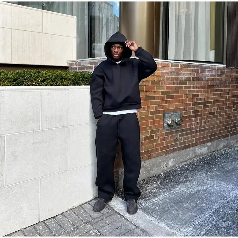 Men's Casual Sweatshirt Set Comfortable Streetwear Style Two-Piece Outfit for Men