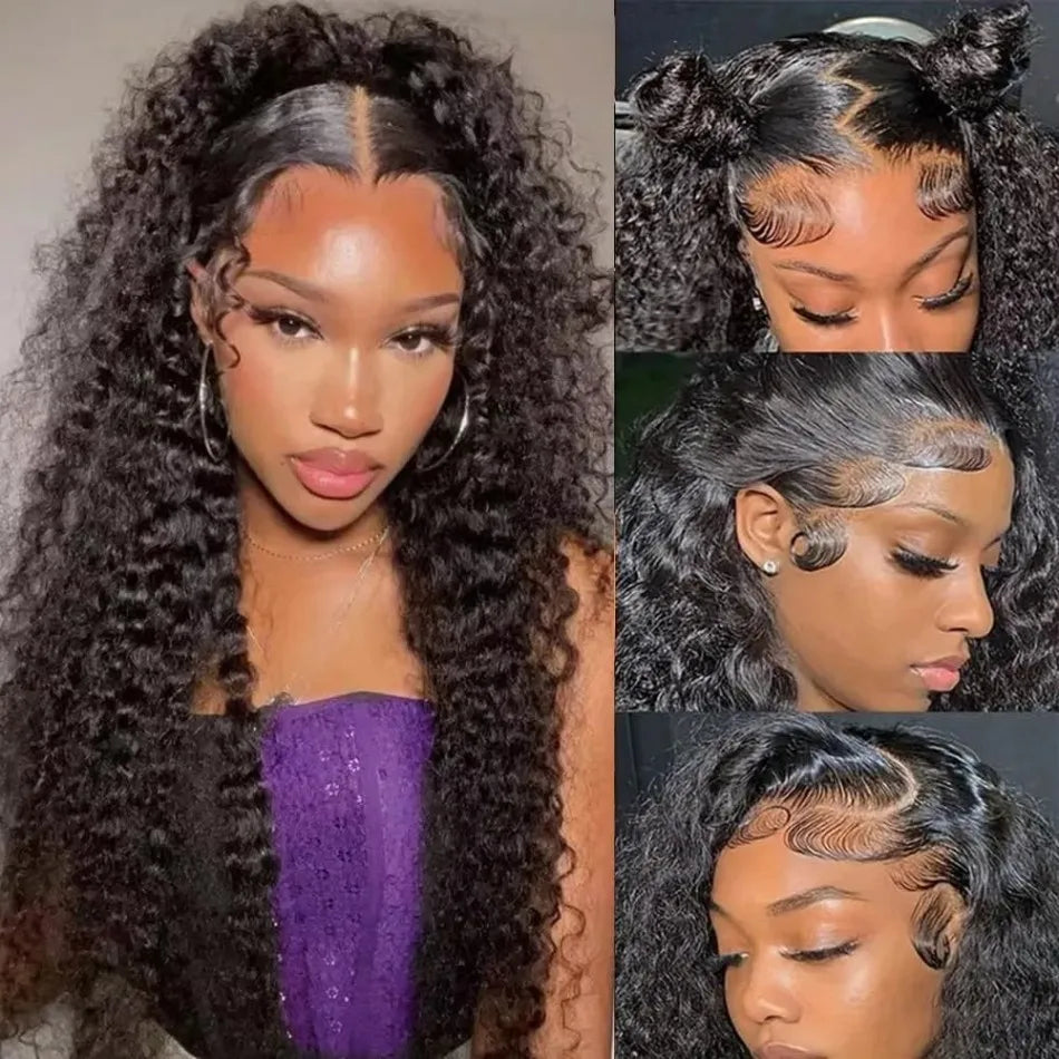 13x6 Deep Wave Human Hair Wigs 250 Density Curly HD Lace Wigs 13X4 Lace Frontal Wig 40 Inch Glueless For Black Women Pre Plucked Water Wave Lace Front Wig