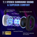 Wireless Gaming Headset for PS5 PS4 PC Switch Mac - RGB Over-Ear with Noise Cancelling Mic, 60H Playtime, 7.1 Surround Sound