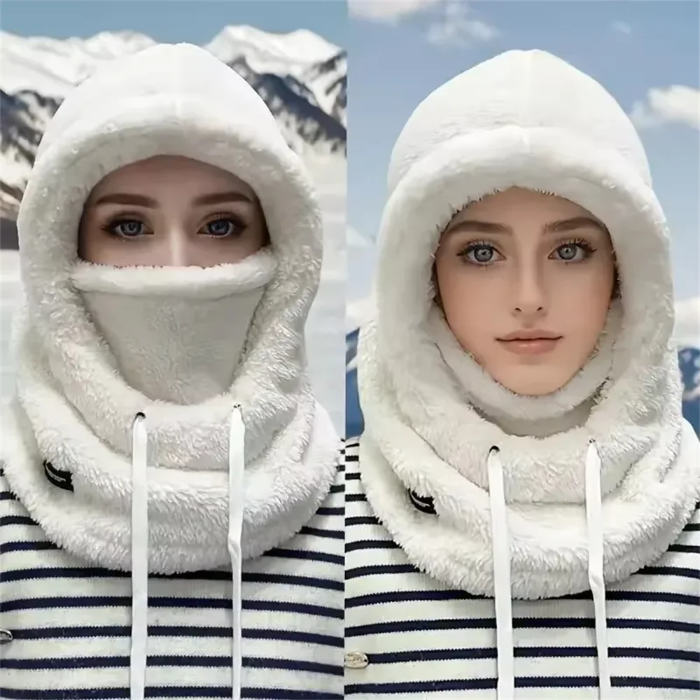 Winter Warm Thermal Windproof Balaclava Ski Hood Motorcycle Face Cover Polar Fleece Adjustable Cycling Neck Cover Full Face Mask