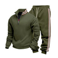 New Casual Mens Tracksuits Autumn Winter Fashion Striped Patchwork Two Piece Sets Men Stand Collar Sweatshirt And Pants Outfits