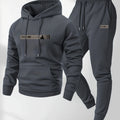Men's two-piece set casual long-sleeved hooded sweatshirt and sports pants outfit suitable for winter and autumn  Sports outfit
