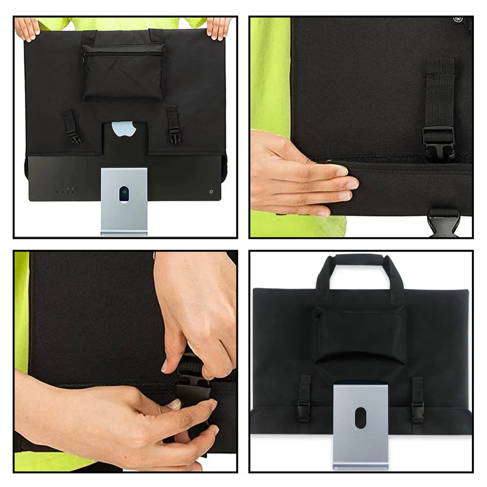 ASMA-Monitor Carrying Case Protective Storage Case Monitor Dust Cover Computer Monitor Bag With Pockets