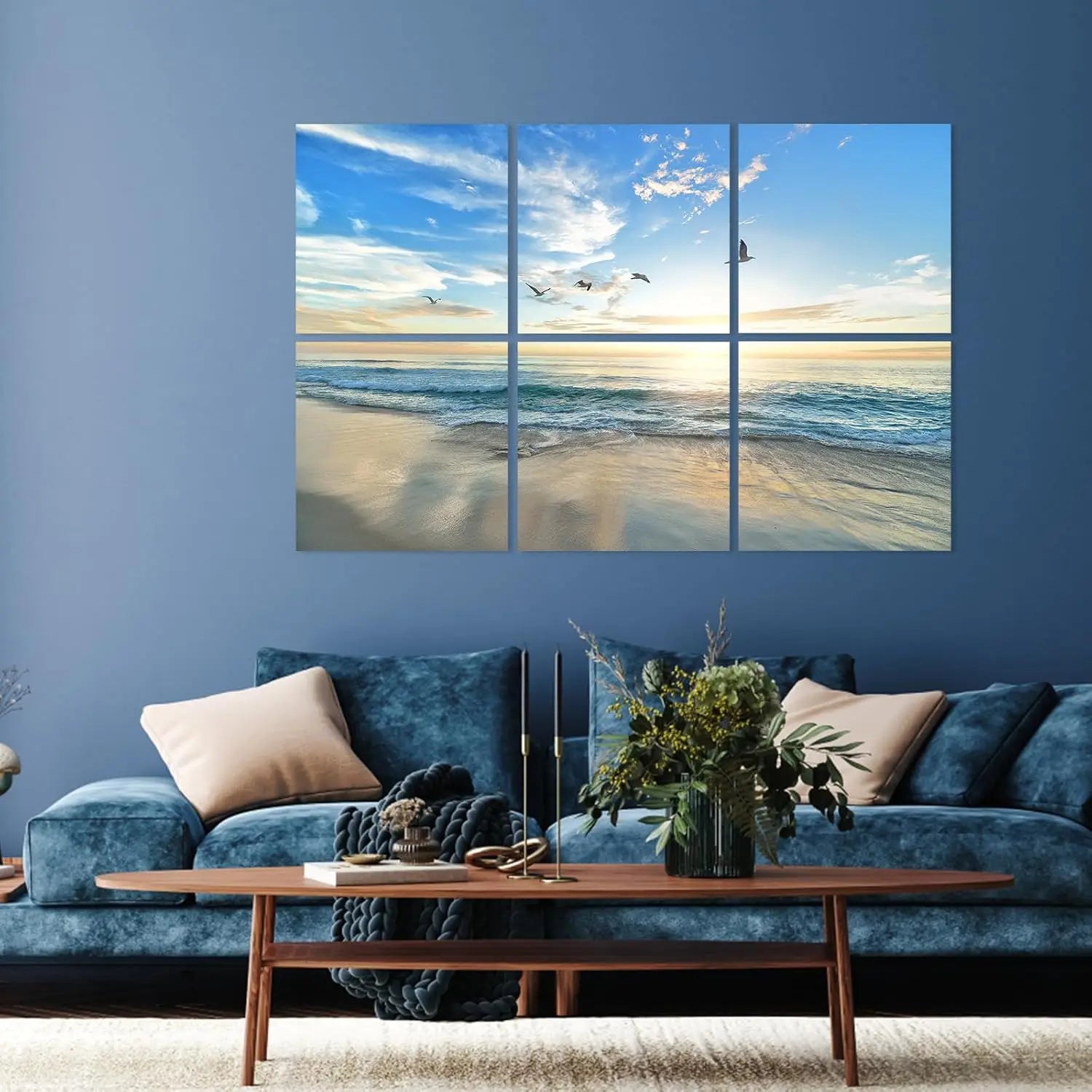 Sound Absorbing Wall Panels with Nature Art: Set of 6, 24x24 Inches for Office, Bedroom, Studio