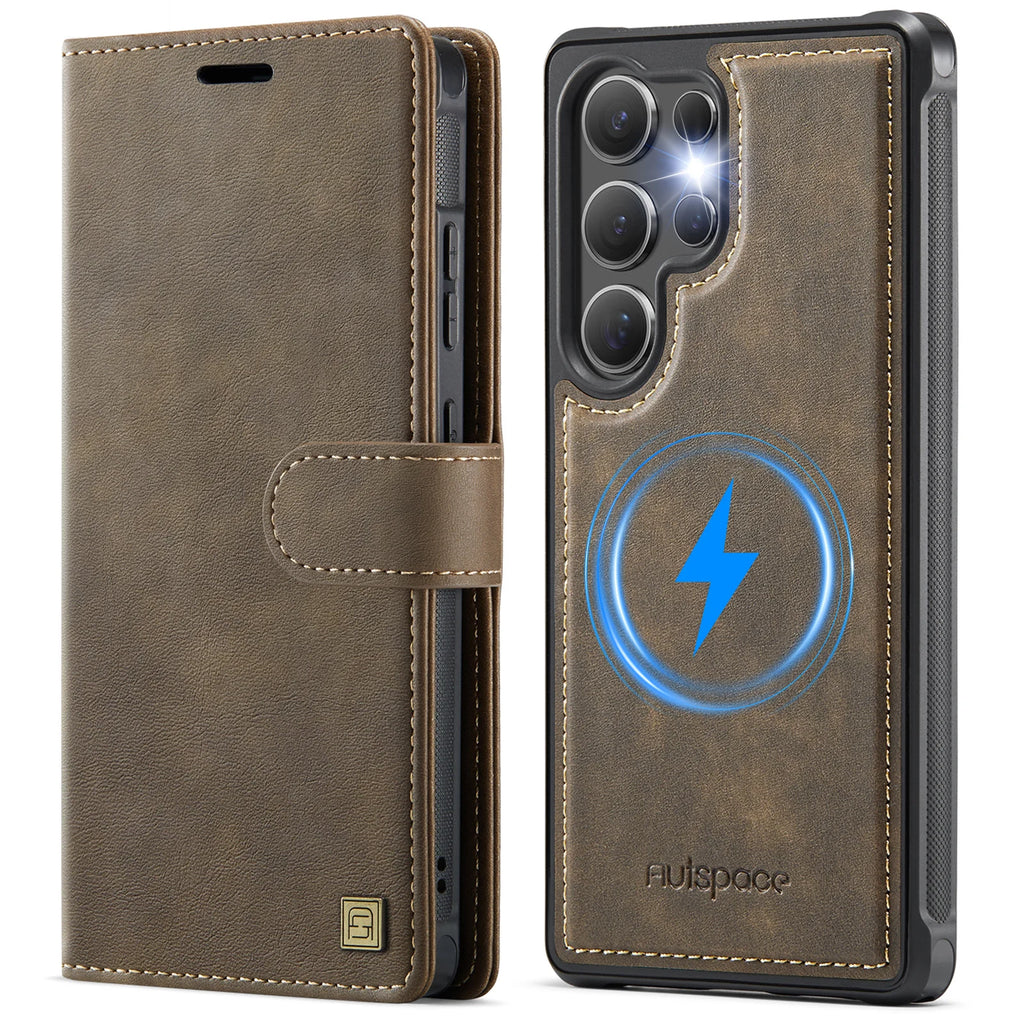 Premium Wallet Card Leather Phone Case For Samsung Galaxy S25 S24 Ultra S25Plus S25Edge 2-in-1 Detachable Magnetic Flip Cover