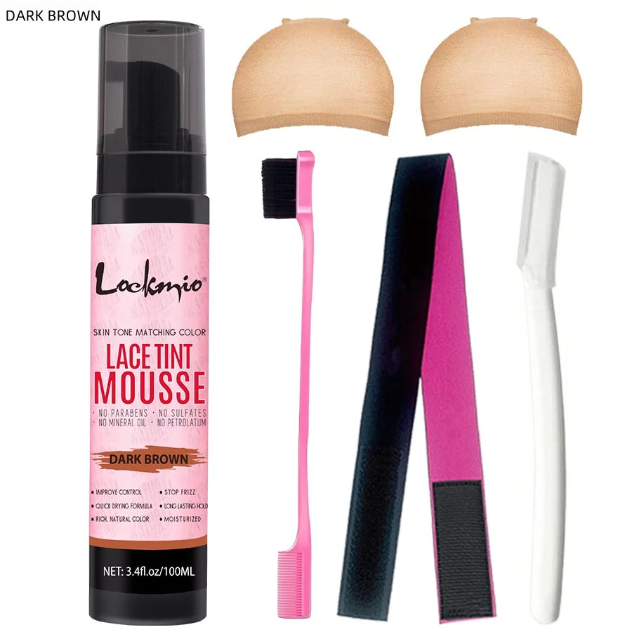 LOCKMIO Natural Lace Tint Spray Dyed Foam Mousse for Women 100ML Wigs Mesh Skin-fitting Invisible Colorant Cosplay Wig Dye Mist