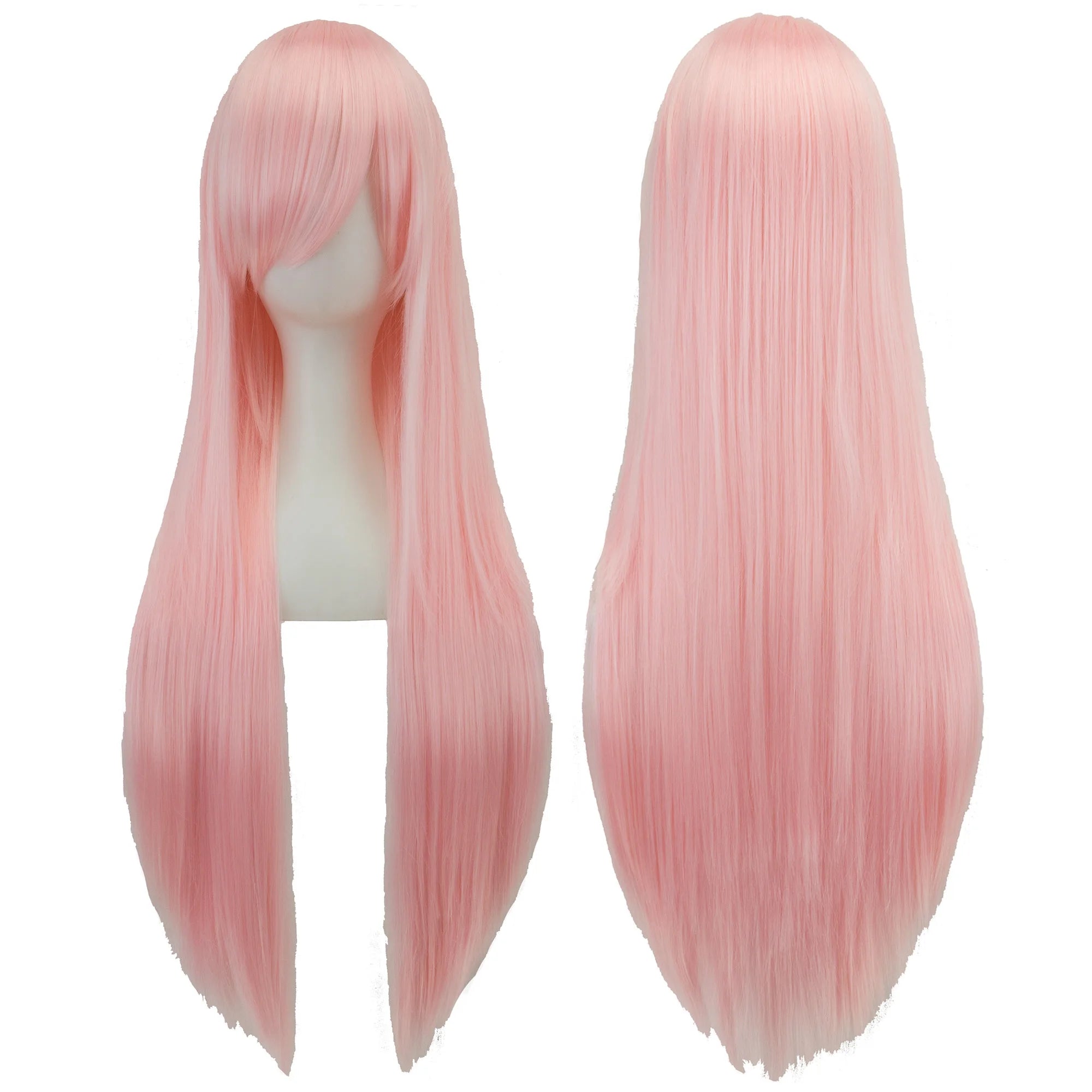 Soowee 80cm Long Synthetic Hair White Purple Cosplay Wigs Party Black Hair Straight Wig Hairpiece for Women