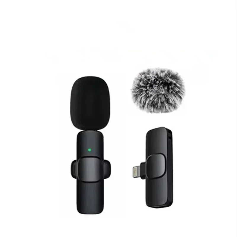 2.4G Wireless Lavalier Microphone Portable Audio Video Recording Mini Mic for iPhone Android Live Broadcast Gaming Phone