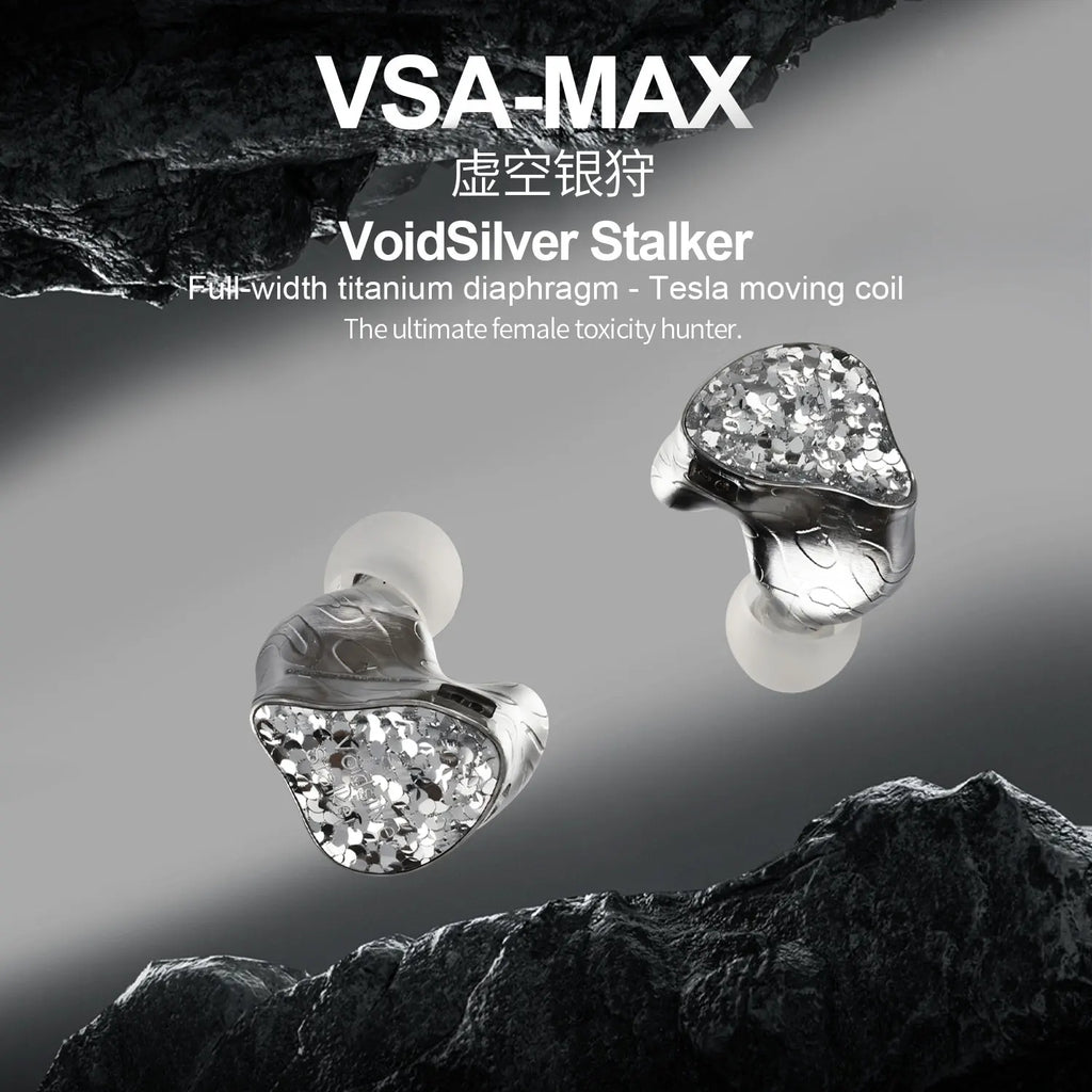 New EarAcoustic Audio VSA MAX IEMs Full-width titanium diaphragm Tesla Dynamic HIFI In-ear Earphones VoidSilver Stalker monitor