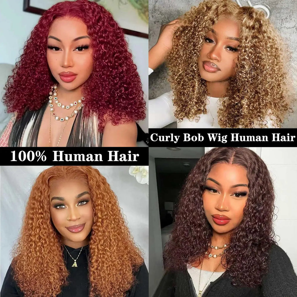 Deep Wave 13x4 Lace Frontal Bob Wig 200% Density Brazilian Pre Plucked Virgin Hair 100% Human Hair Wigs #1B lnvisible Lace Wigs