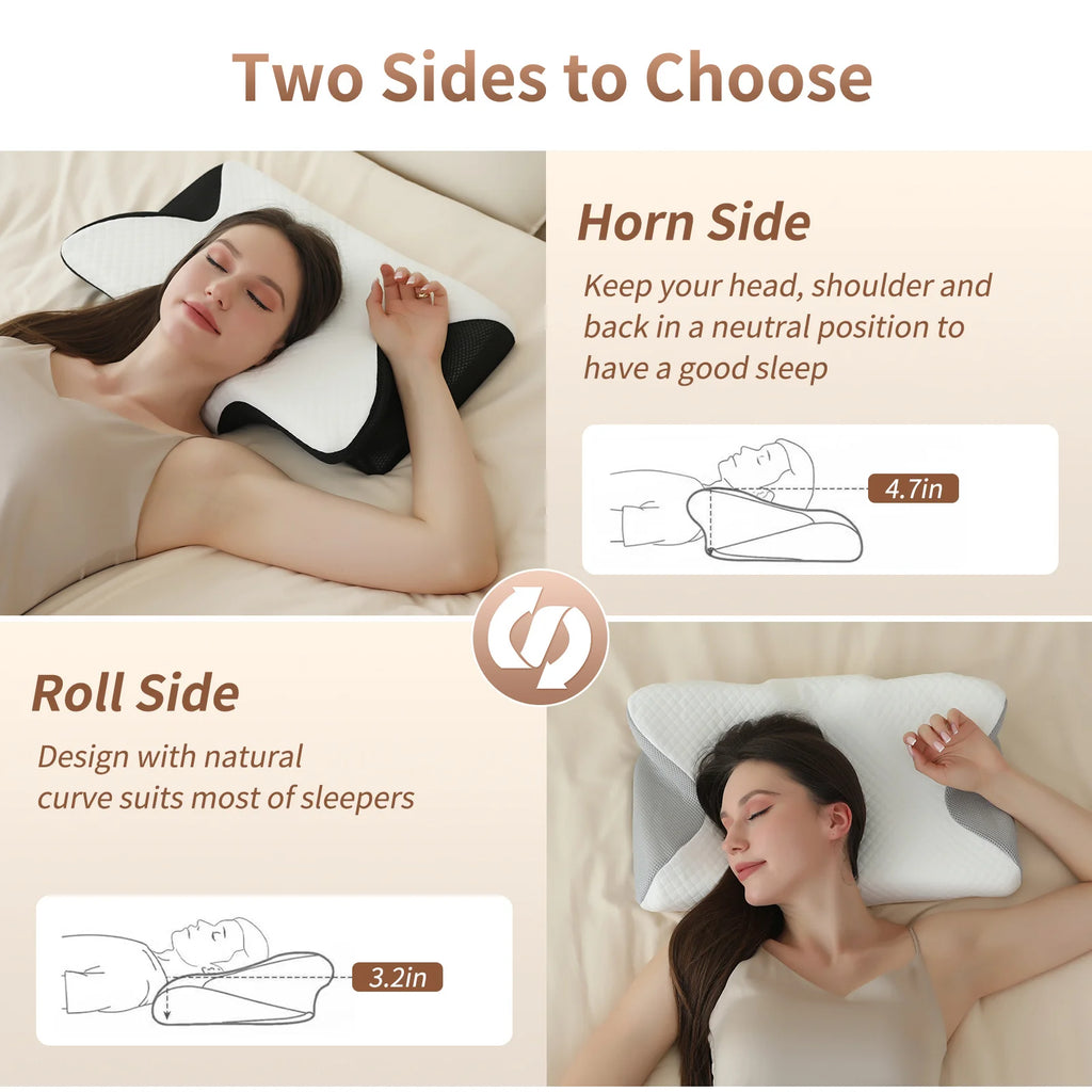 Butterfly Memory Foam Sleep Pillow Contoured Neck Support for Pain Relief Stomach Sleeping Comfortable Pillow for Side And Back