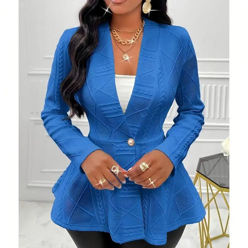2026 European and American women's thick jacquard textured single-button slim-fit long-sleeve jacket vacation-style women's wear