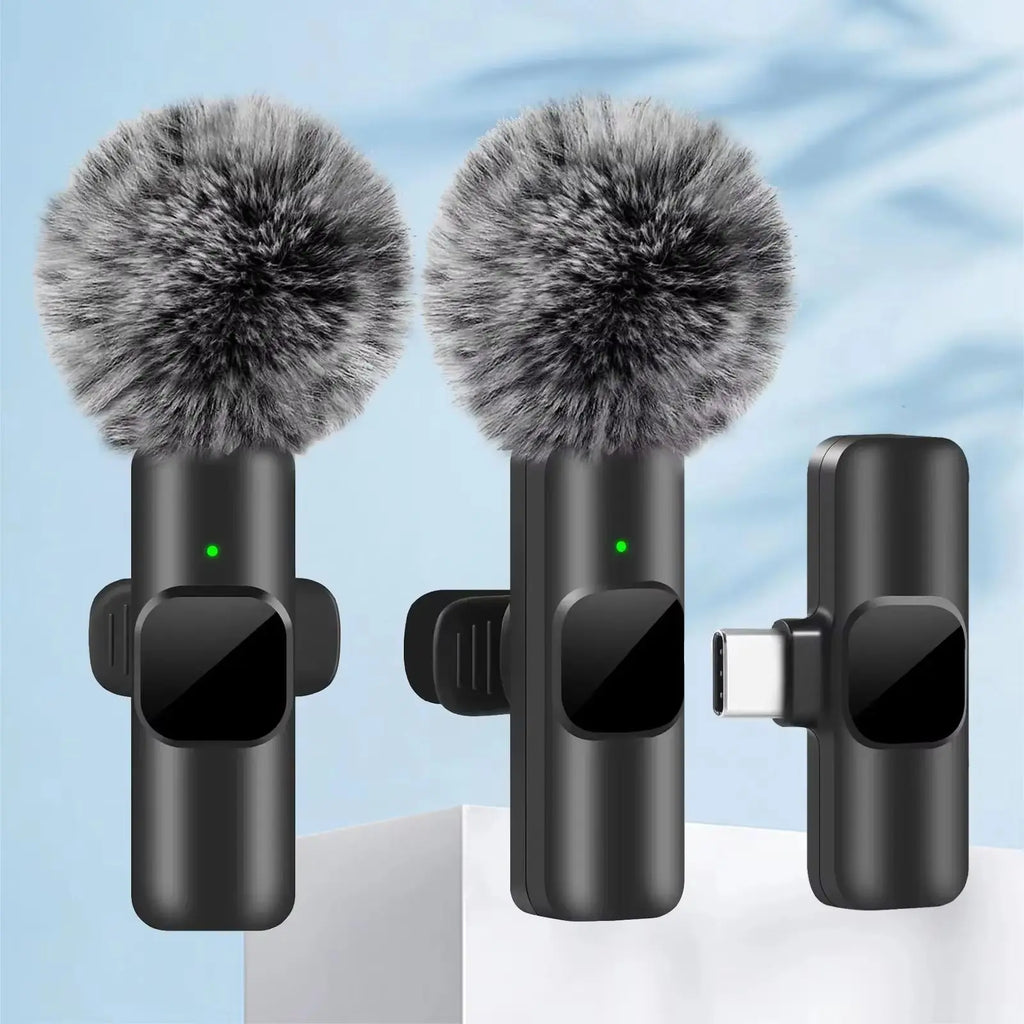 2.4G Wireless Lavalier Microphone Portable Audio Video Recording Mini Mic for iPhone Android Live Broadcast Gaming Phone