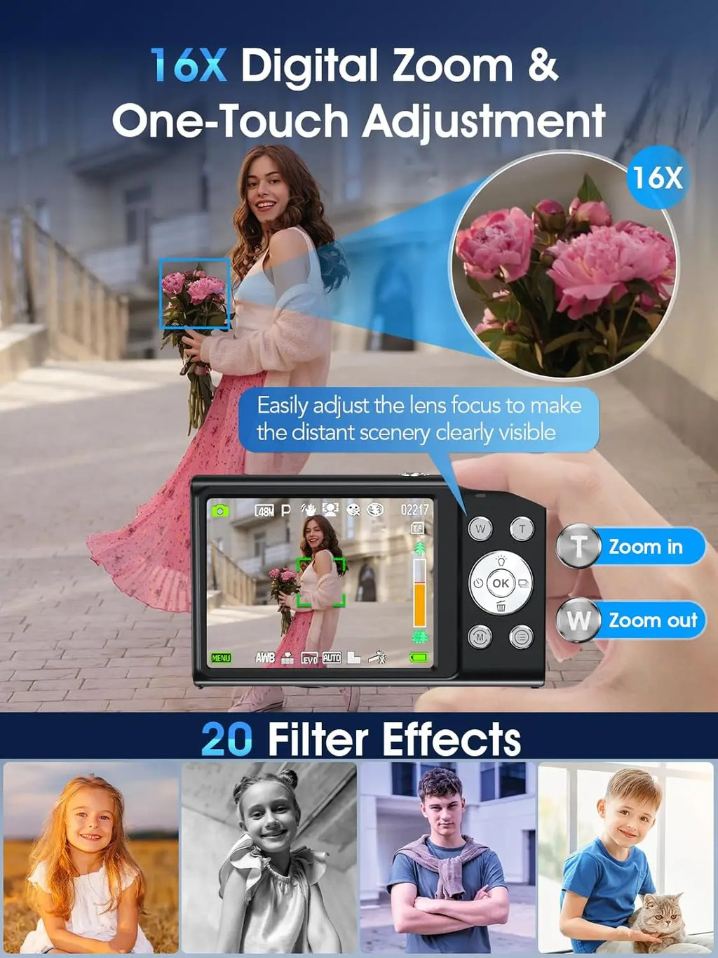 4K Autofocus Digital Camera with 32GB Card, 48MP Compact Point and Shoot for Vlogging Photography, Teens Adults Beginner