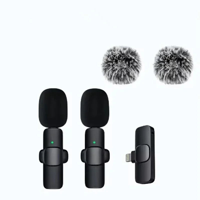 2.4G Wireless Lavalier Microphone Portable Audio Video Recording Mini Mic for iPhone Android Live Broadcast Gaming Phone