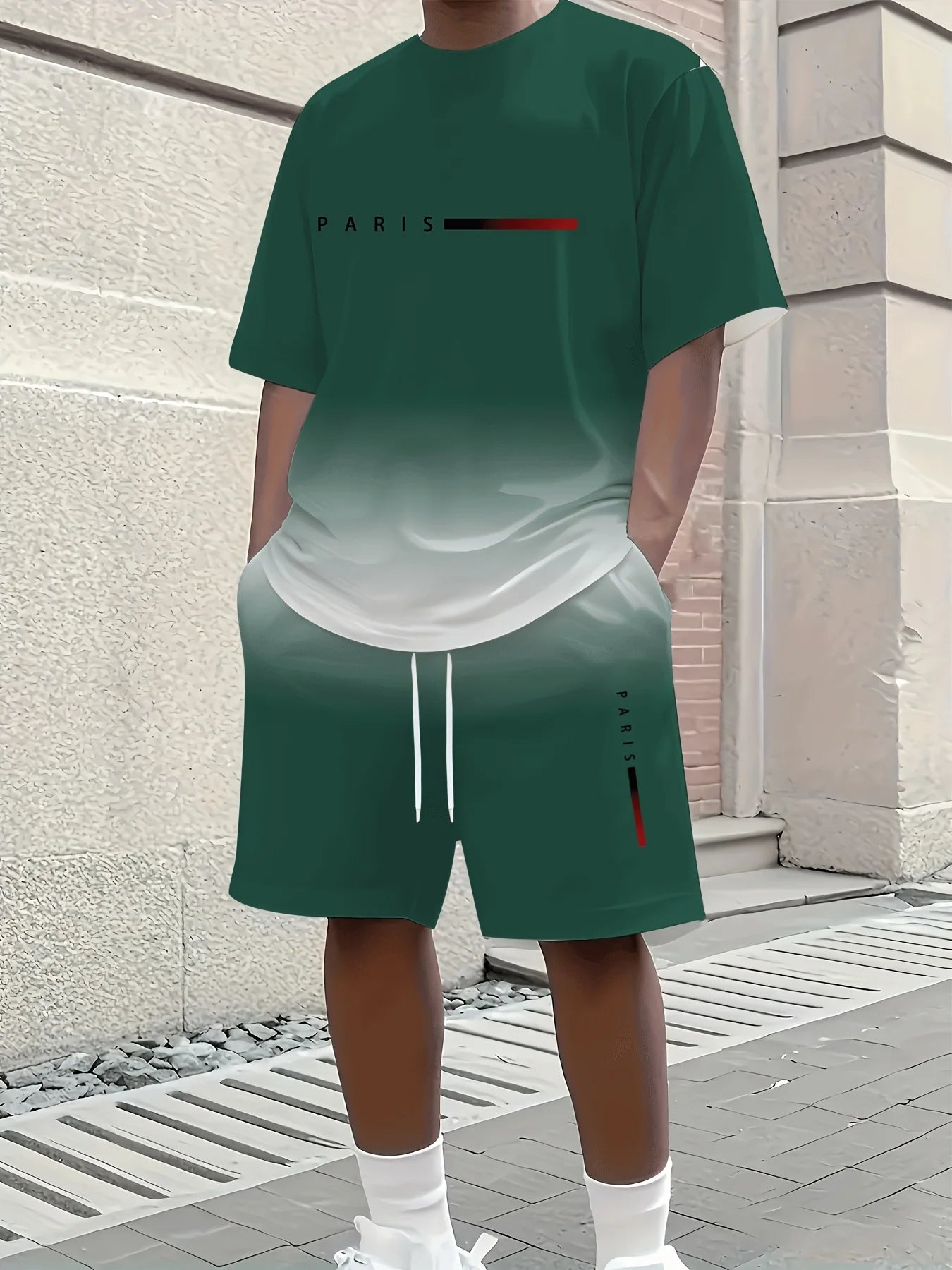 Men's Athletic Set Two-Piece Set Crew Neck Short Sleeve Top & Shorts Men's Running Outfit Plus Size T-Shirt Men's Summer T-Shirt