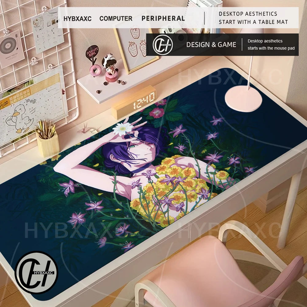 Chainsaw Man Anime Reze Arc Mouse Pad Large Desk Mat Keyboard Ergonomic Office Rubber PC Non-slip Anti-fray Home Custom 90x40cm