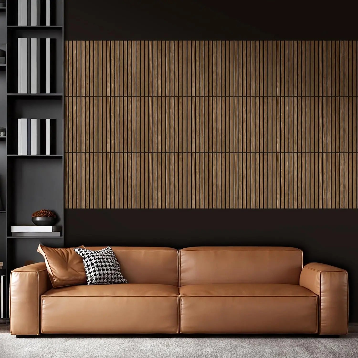 12 Pack Walnut Soundproof Panels, Self-Adhesive Acoustic Wall Tiles for Home Office & Studio