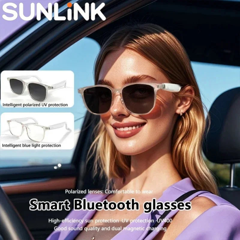 1 pair AI smart glasses Bluetooth remote control phone UV resistant sunglasses listen to music make calls outdoor sports glasses