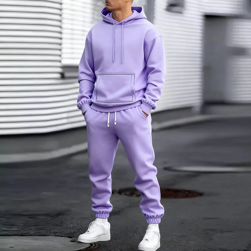 2026 Men Sets Casual Sports Two Piece Sets Spring Autumn Loose Comfortable Simple Tracksuits Man Solid Hoodies Sweatpants Outfit