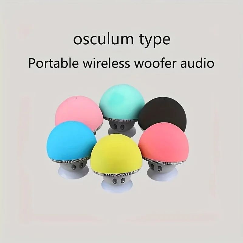 Cute Mushroom Wireless Speaker, Mini Cartoon Bluetooth Speaker with Suction Cup & Phone Stand, Shockproof