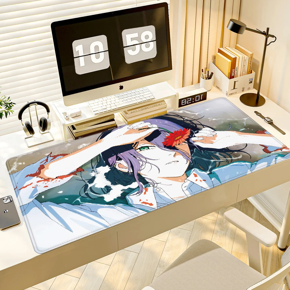 Chainsaw Man Anime Reze Arc Mouse Pad Large Desk Mat Keyboard Ergonomic Office Rubber PC Non-slip Anti-fray Home Custom 90x40cm