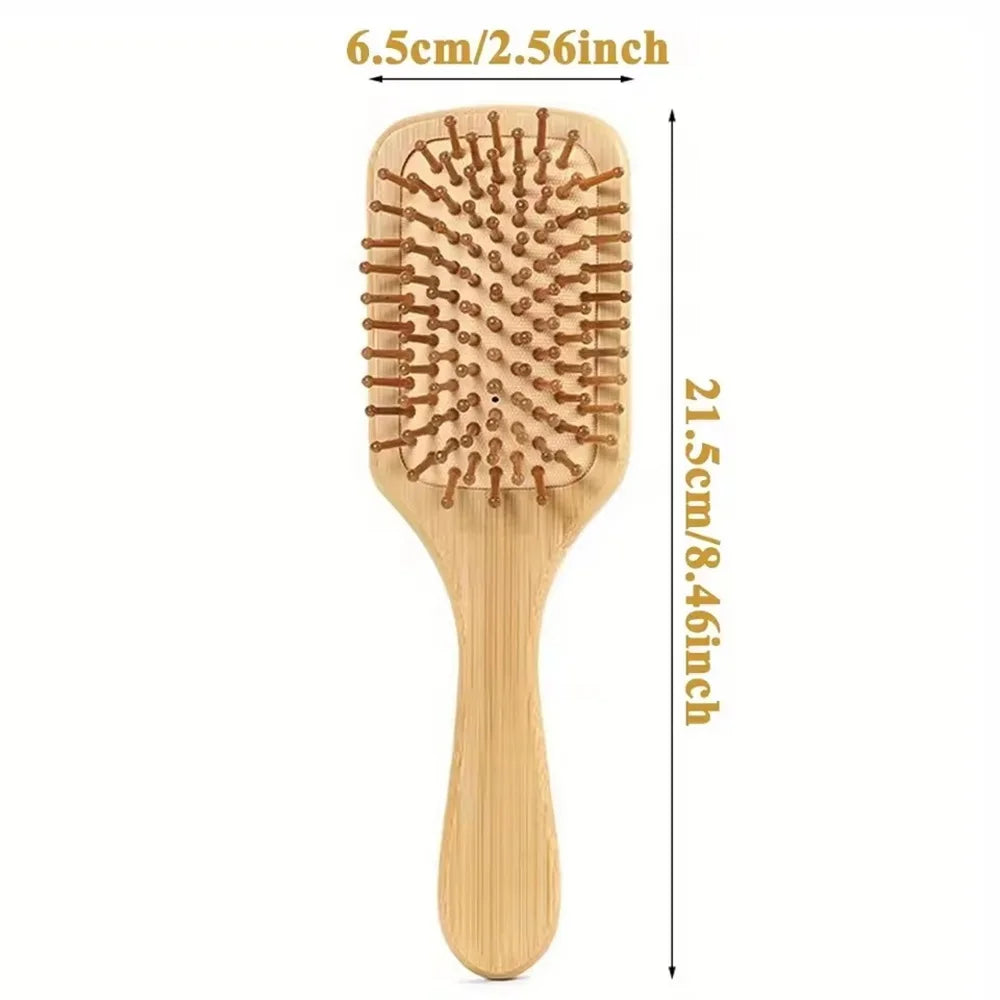 Marseille Style Natural Bamboo Air Cushion Paddle Comb, Anti-Static Tangle Free Scalp Massage Comb for Real Hair & Wigs