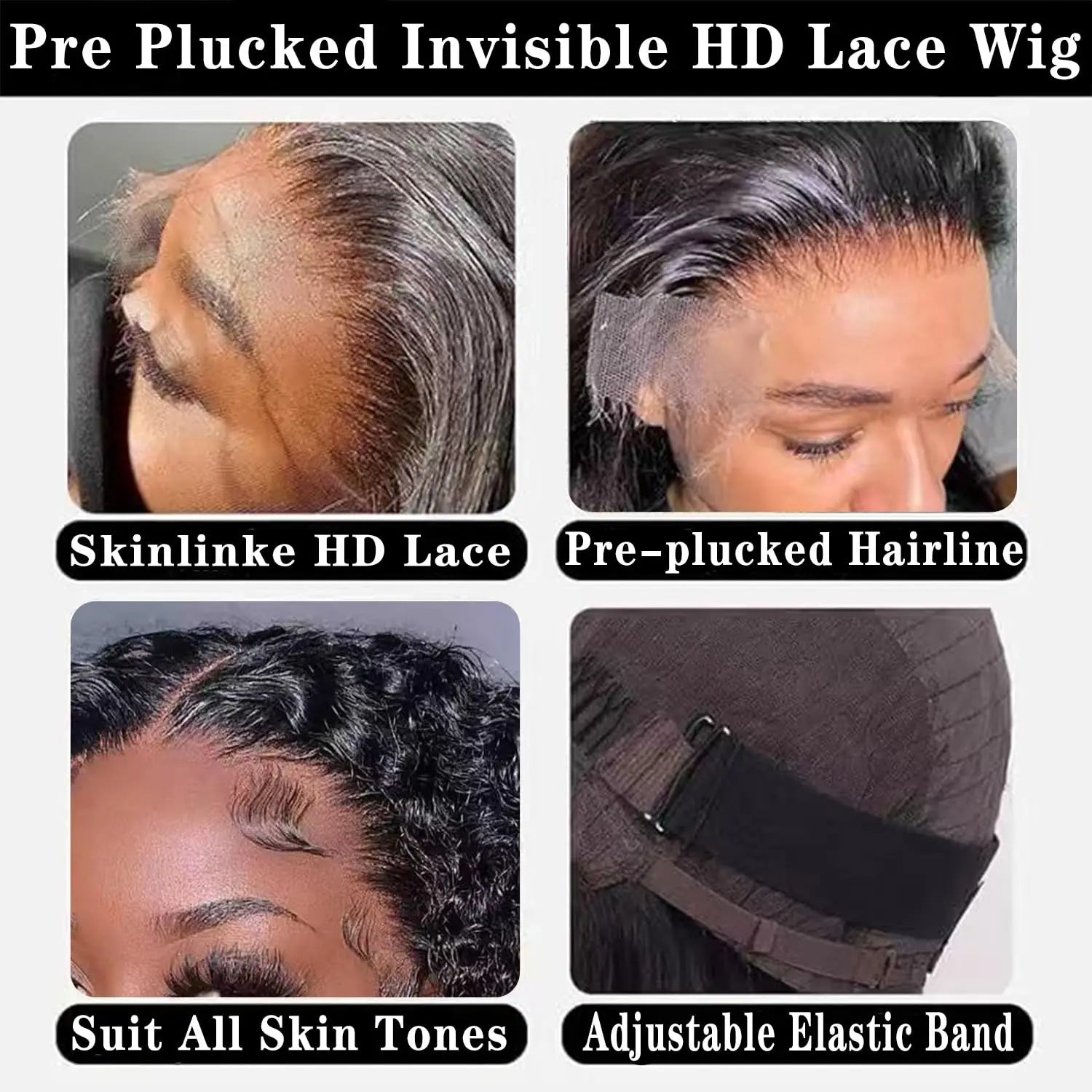 Deep Wave 13x4 Lace Frontal Bob Wig 200% Density Brazilian Pre Plucked Virgin Hair 100% Human Hair Wigs #1B lnvisible Lace Wigs