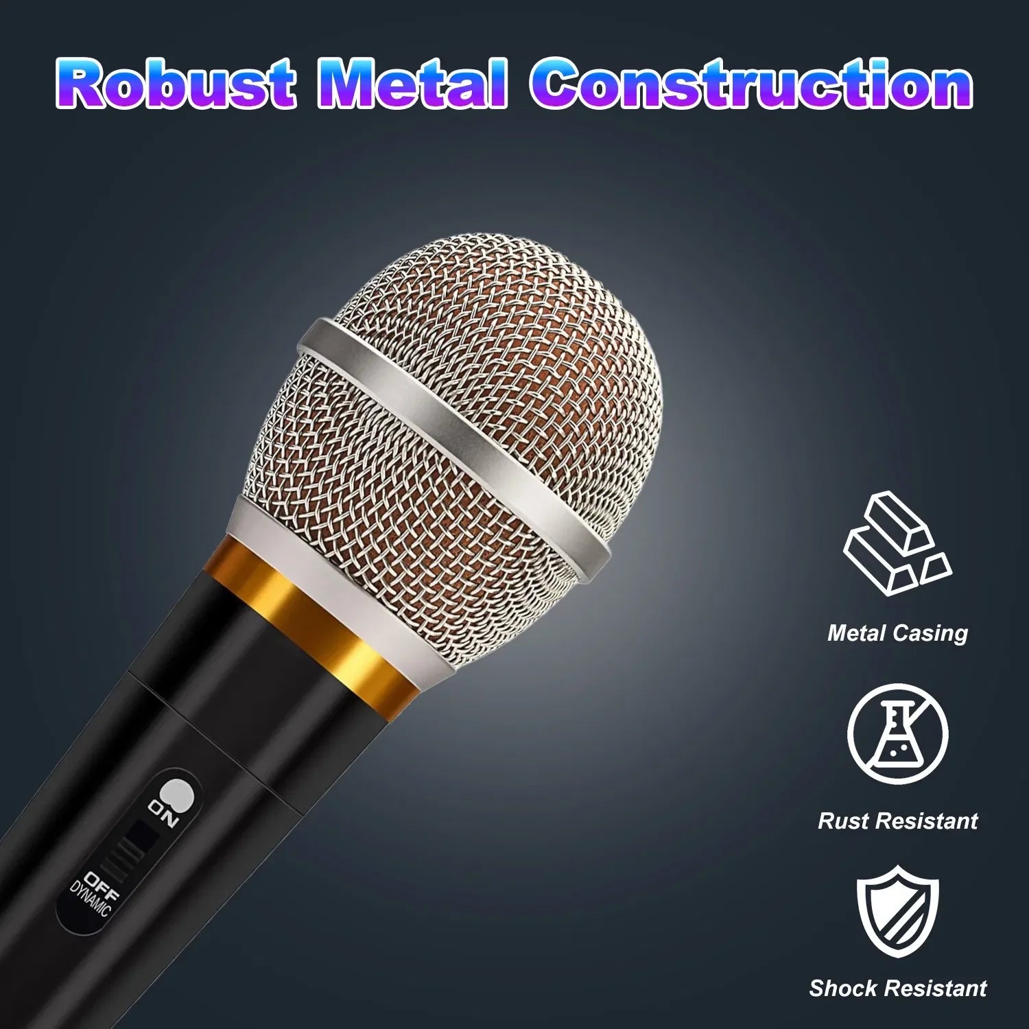 Handheld Dynamic Microphone Wired XLR Microphone With On Off 13ft Detachable XLR Cable Professional Studio & Live Performance