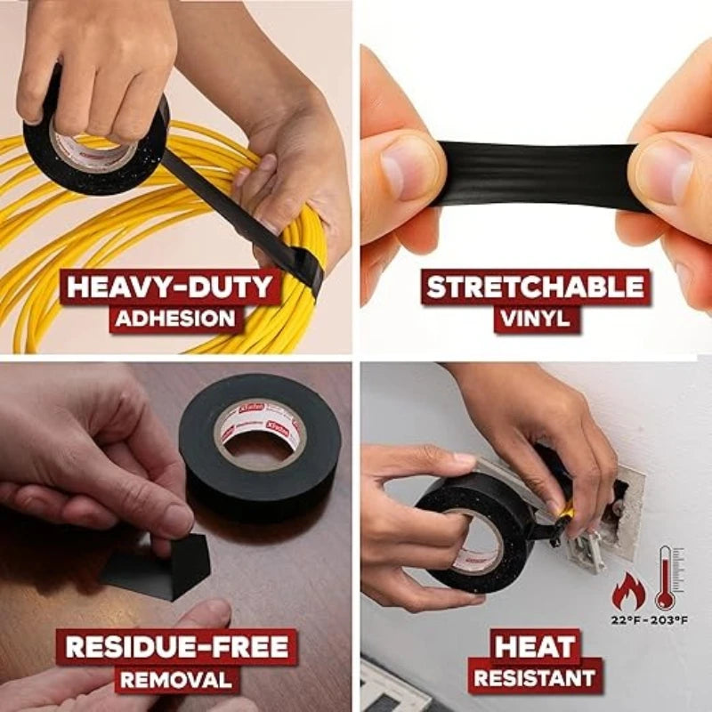 Electrical Tape Black High-Temperature Resistant Electrical Insulating Tape Strong Adhesive Wire Harness Tape Soft Insulating