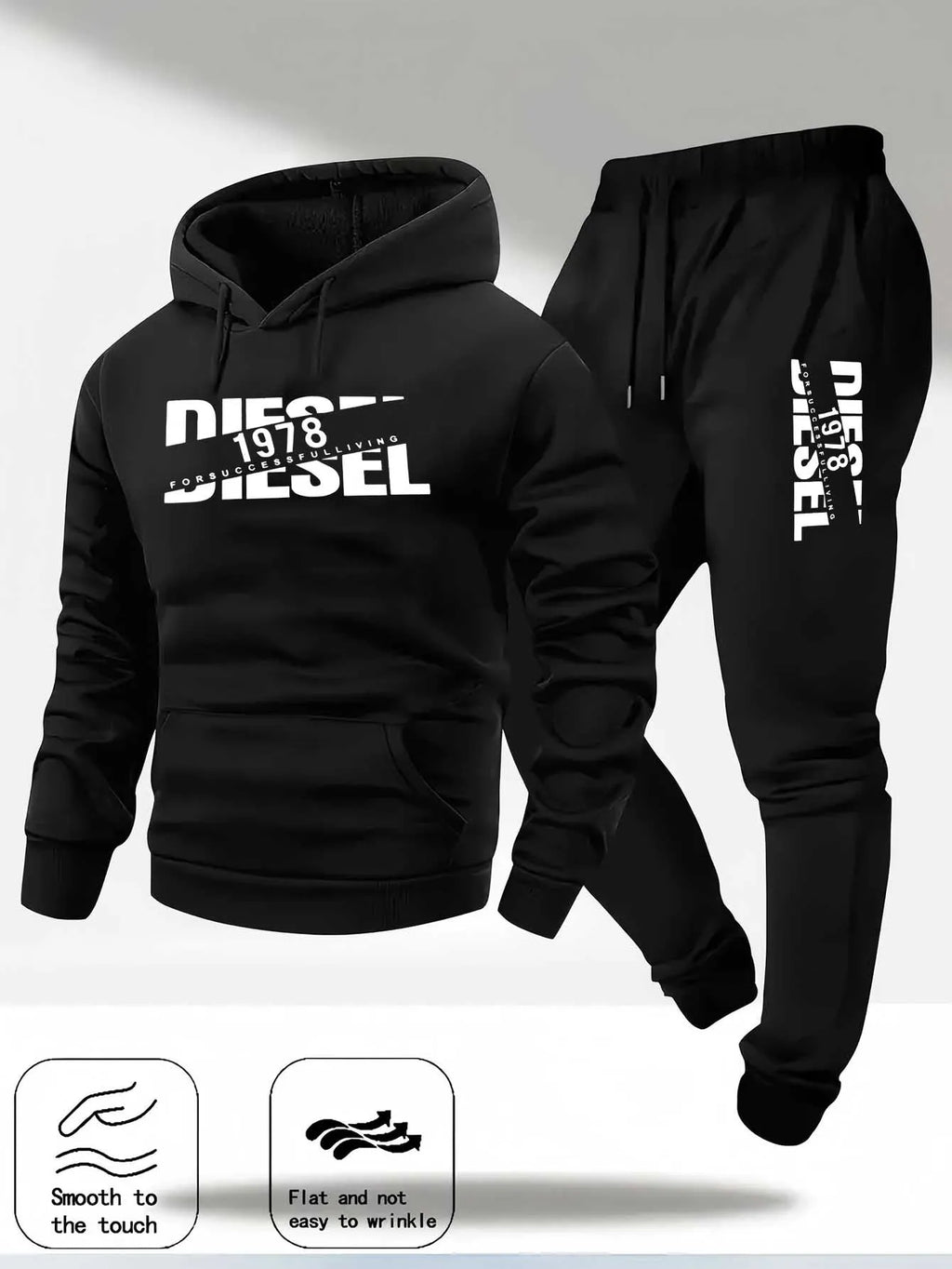 Men New Fashion Print Tracksuit Hooded Sweatshirt+Sweatpants Set Casual Fitness Jogging Sports Two-Piece Unisex neutral Outfit