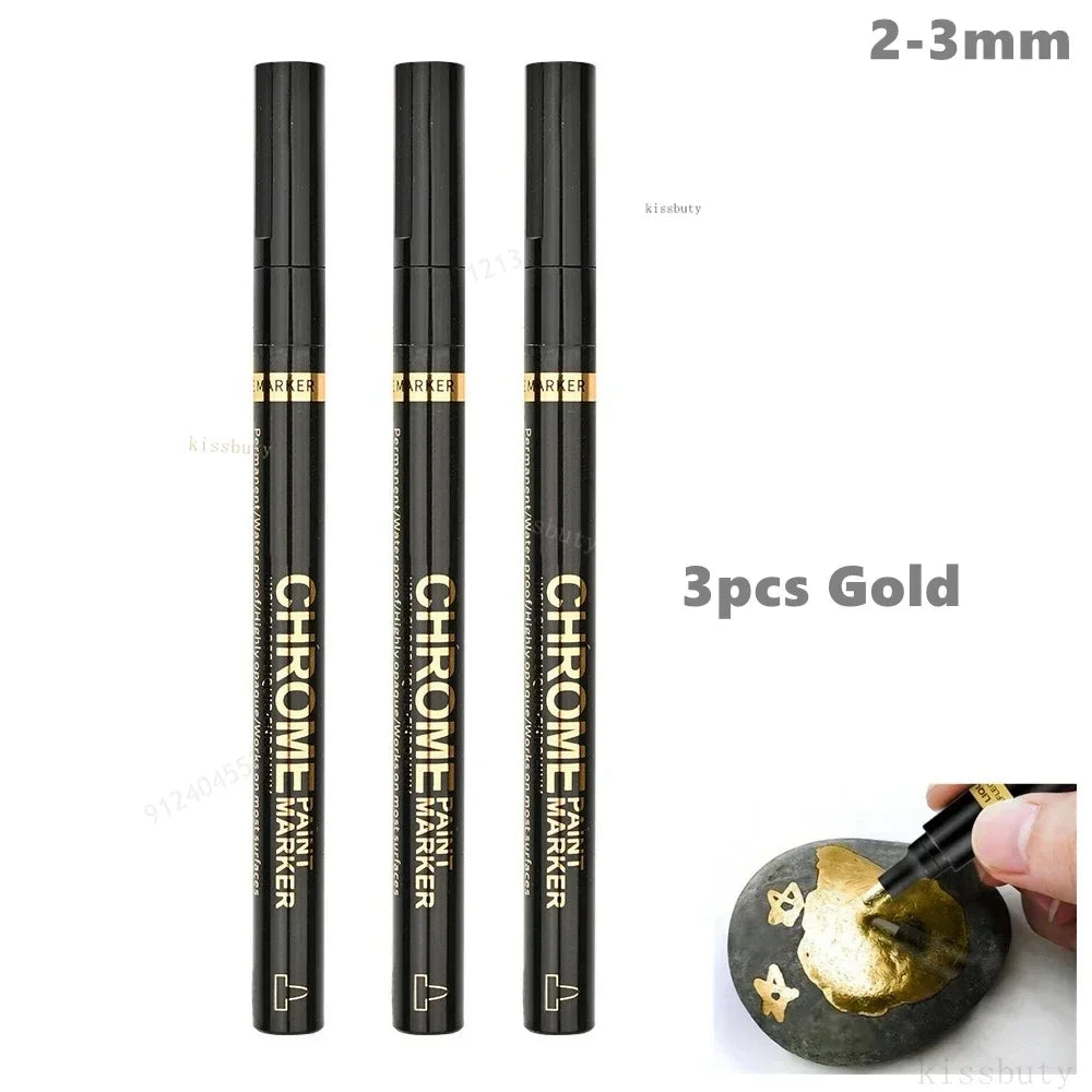 1/2/3pcs Mirror Marker Pen DIY Reflective Paint Pens Mirror Markers Chrome Gold SILVER Copper Color Signature Car Art Craftwork