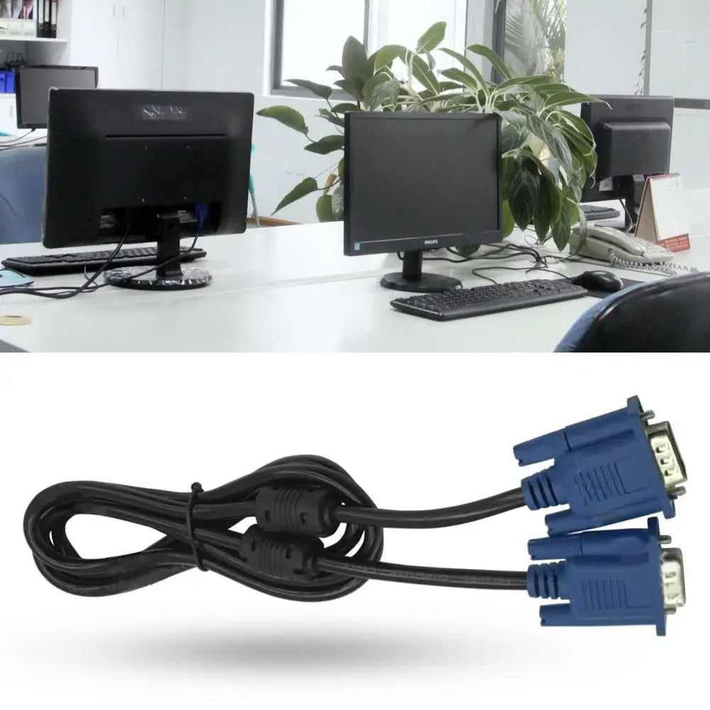 1.5m VGA Cable Practical Wide Application Plug Play Computer Monitor VGA Male to Male Connecting Wire for TV