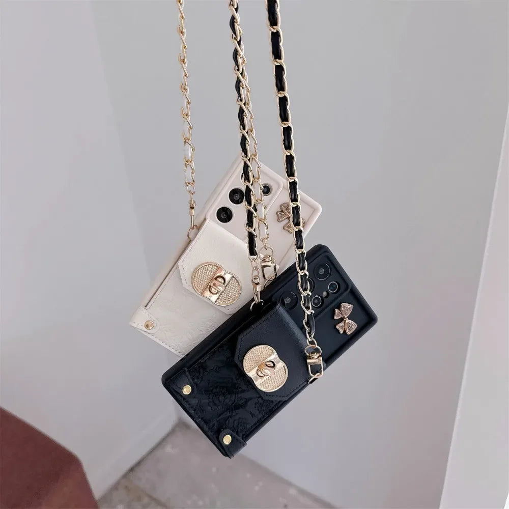 Crossbody Phone Case Wallet Card Holder for Samsung Galaxy S25 Edge S24 S21 FE S26 Ultra S23 S22 Plus A17 A16 A56 A36 A55 A35