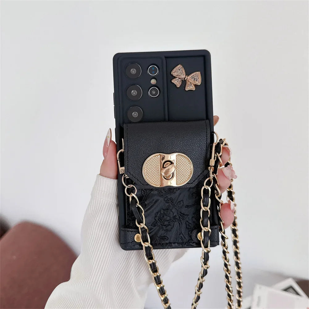 Crossbody Phone Case Wallet Card Holder for Samsung Galaxy S25 Edge S24 S21 FE S26 Ultra S23 S22 Plus A17 A16 A56 A36 A55 A35