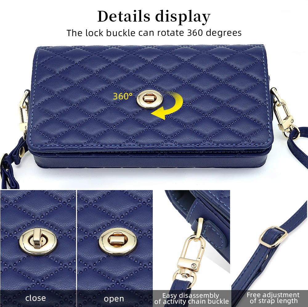 Compatible With Galaxy Z Fold 7 6 5 4 3 2 Adjustable Crossbody Strap Mobile Phone Wallet Bag, Luxury Gilrs PU Leather Phone Bag