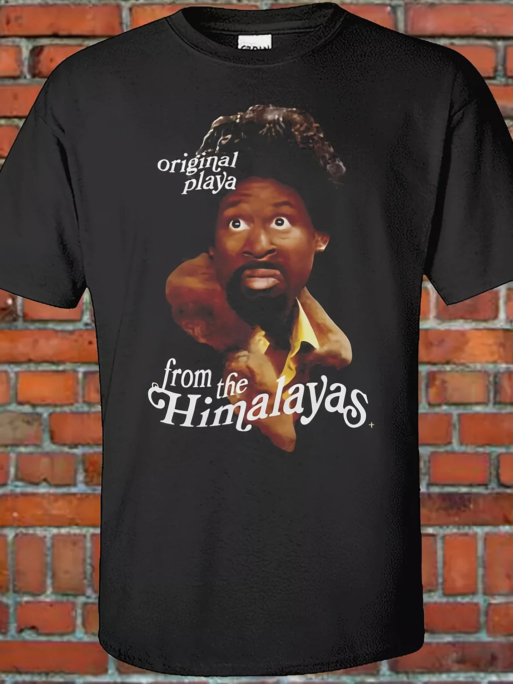 Men'S Vintage-Inspired "From the Himalayas" Graphic Tee - 100% Cotton, Breathable & Moisture-Wicking, Casual Round Neck Black T-