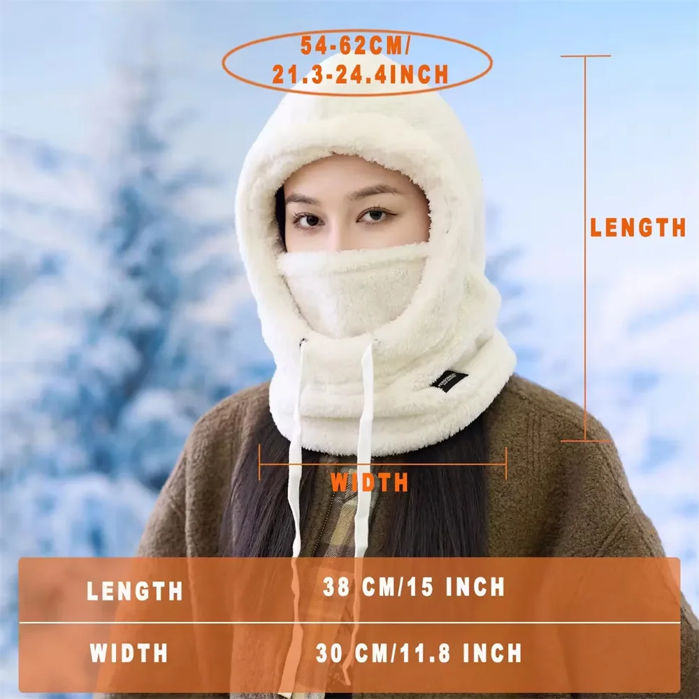 Winter Warm Thermal Windproof Balaclava Ski Hood Motorcycle Face Cover Polar Fleece Adjustable Cycling Neck Cover Full Face Mask