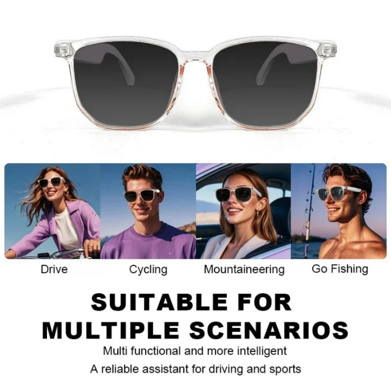 1 pair AI smart glasses Bluetooth remote control phone UV resistant sunglasses listen to music make calls outdoor sports glasses