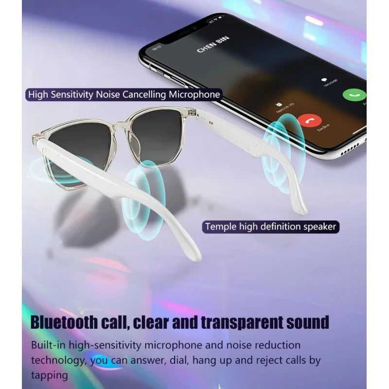1 pair AI smart glasses Bluetooth remote control phone UV resistant sunglasses listen to music make calls outdoor sports glasses